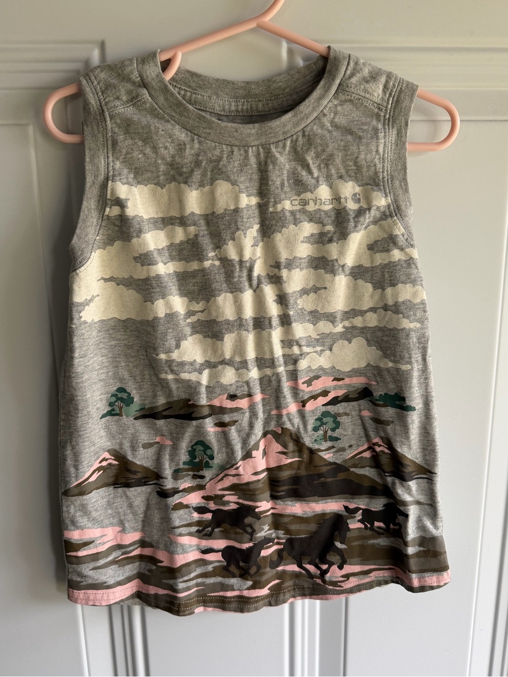 Carhartt Toddler Sleeveless Tank Top with mountains & horses size 5